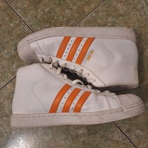 Adidas Men's White and Orange Sneakers